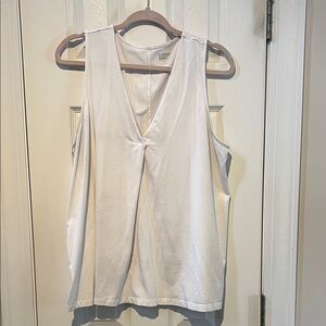 Lands' End White V-Neck Tank Top